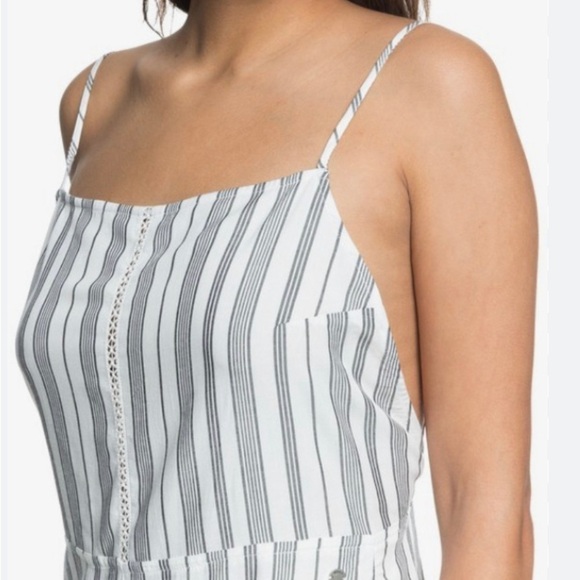 🚨Roxy Womens Catching Feelings Romper Pantsuit Striped Adjustable Straps - Picture 3 of 13